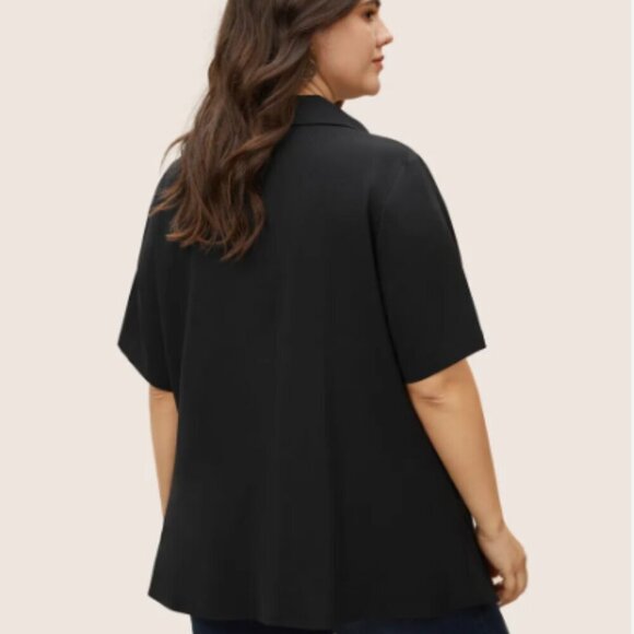 BloomChic Plus Size 2XL Plain Tie Knot Stretchy Woven Pleated Blouse - Picture 2 of 4